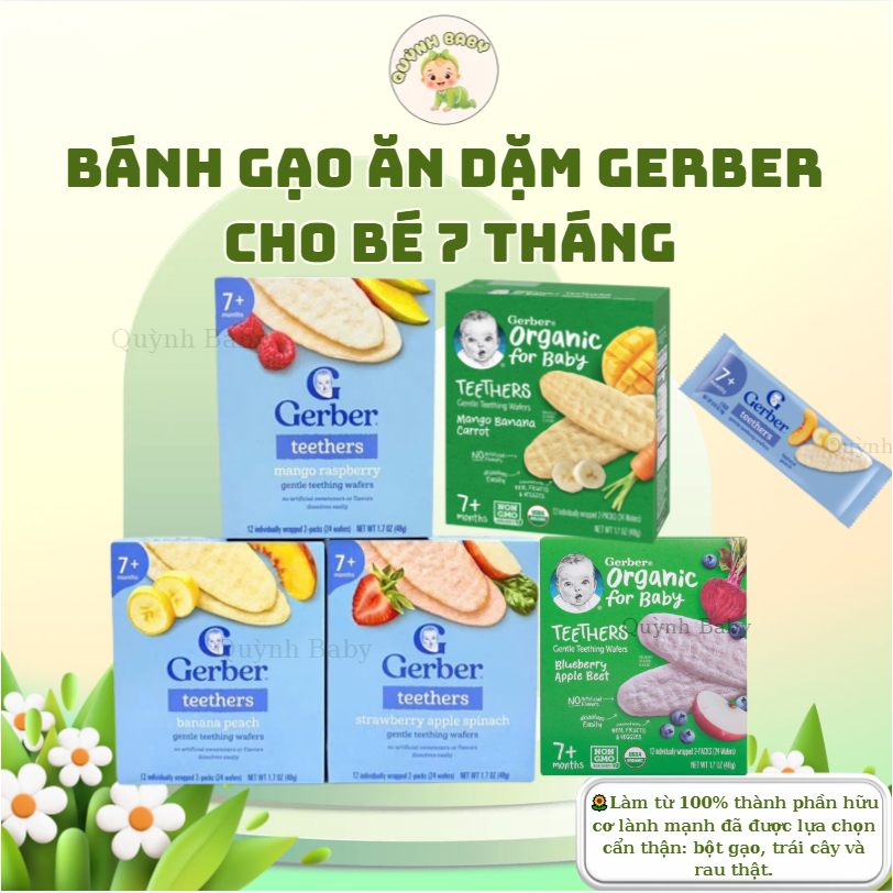 [TEM PHỤ] Bánh Gạo ăn dặm Nestle Gerber cho bé 7 tháng trở lên [CHÍNH HÃNG]