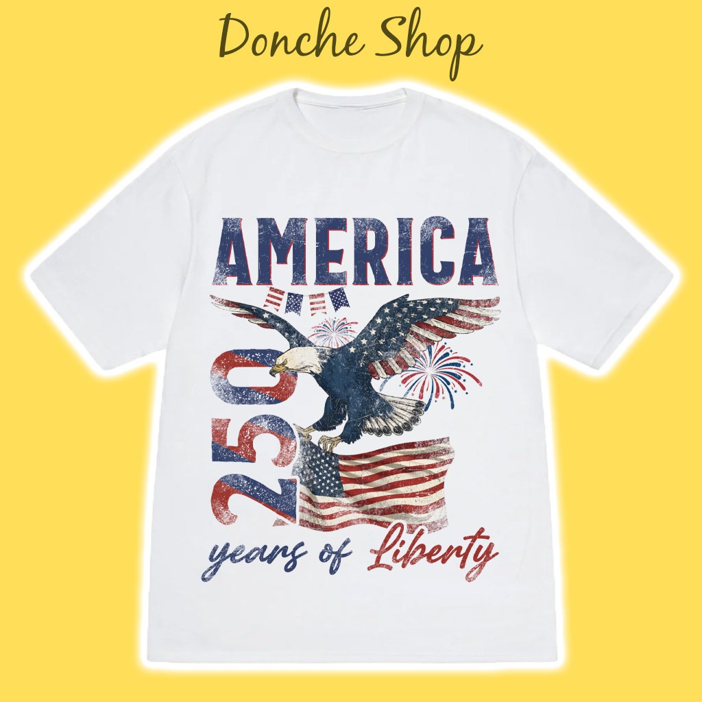 Áo Thun USA America Year Of Liberty Form Unisex Nam Nữ Chất Cotton Cao Cấp Áo Phông USA 585734