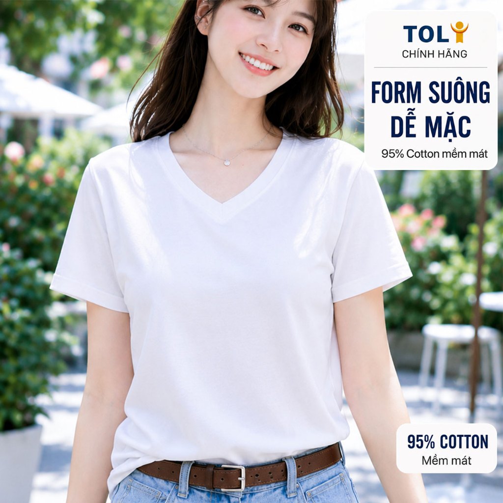 Áo thun nữ cổ Tim TOLI BSA10 – Cotton mềm, form suông gọn dáng, dễ phối mặc mỗi ngày