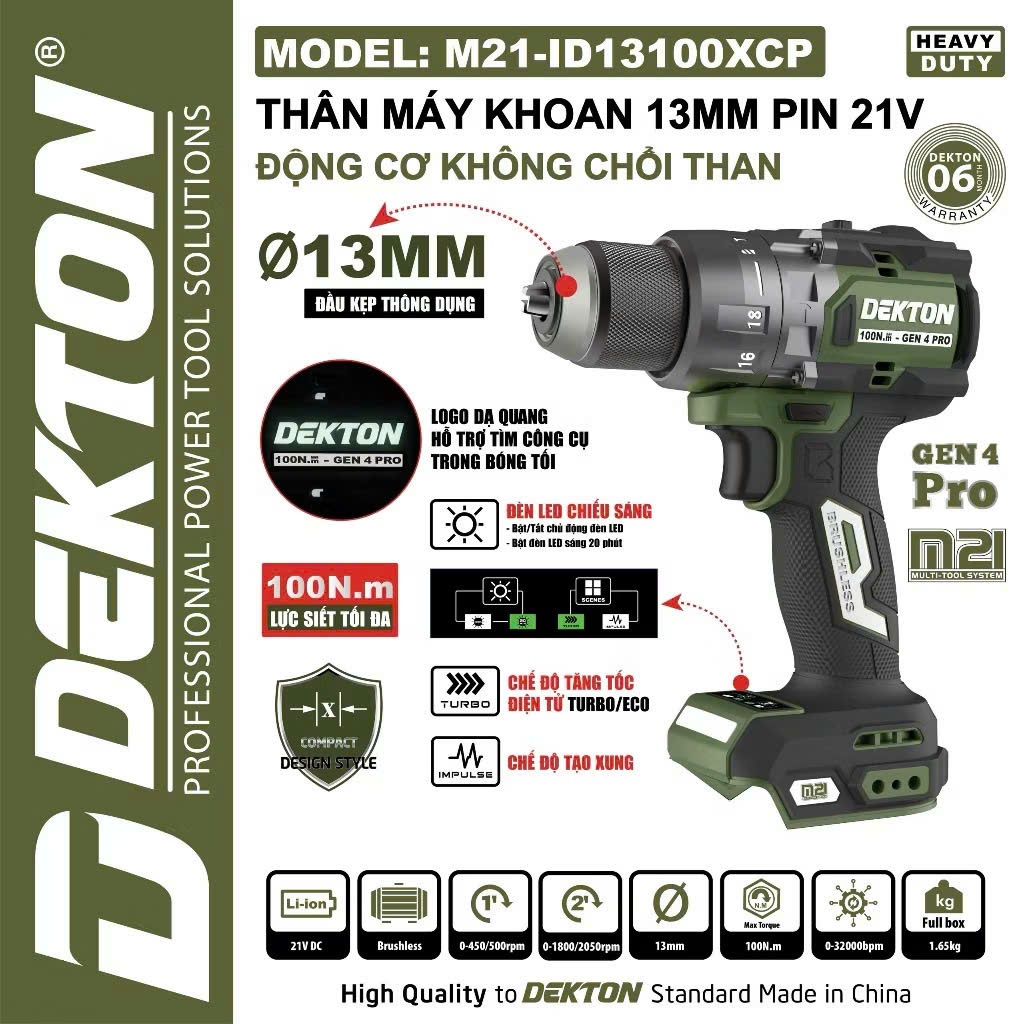 🌟M21-ID13100CP - Thân Khoan 13100CP Dekton - 1 Vòng Chức Năng