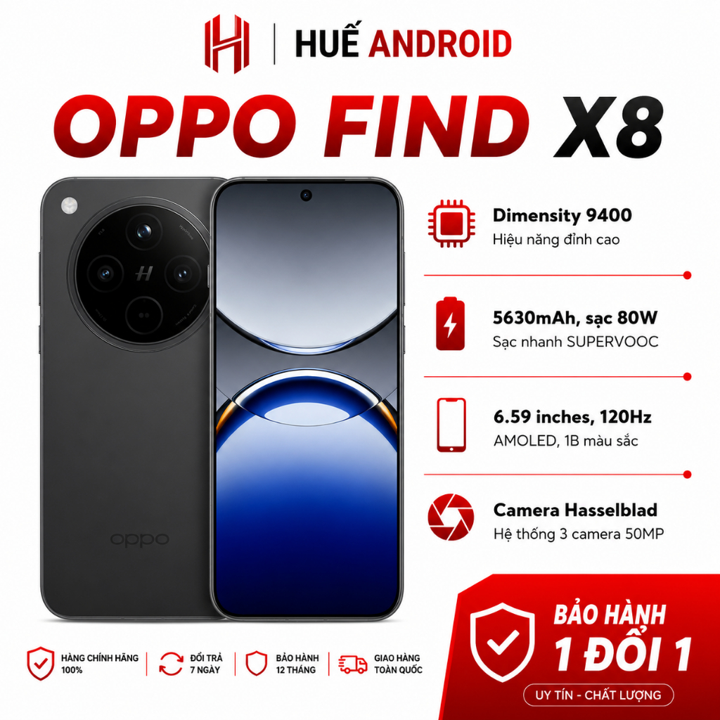 Điện thoại OPPO Find X8 (Dimensity 9400 - OPPO AI) LG Phone Fullbox 99%