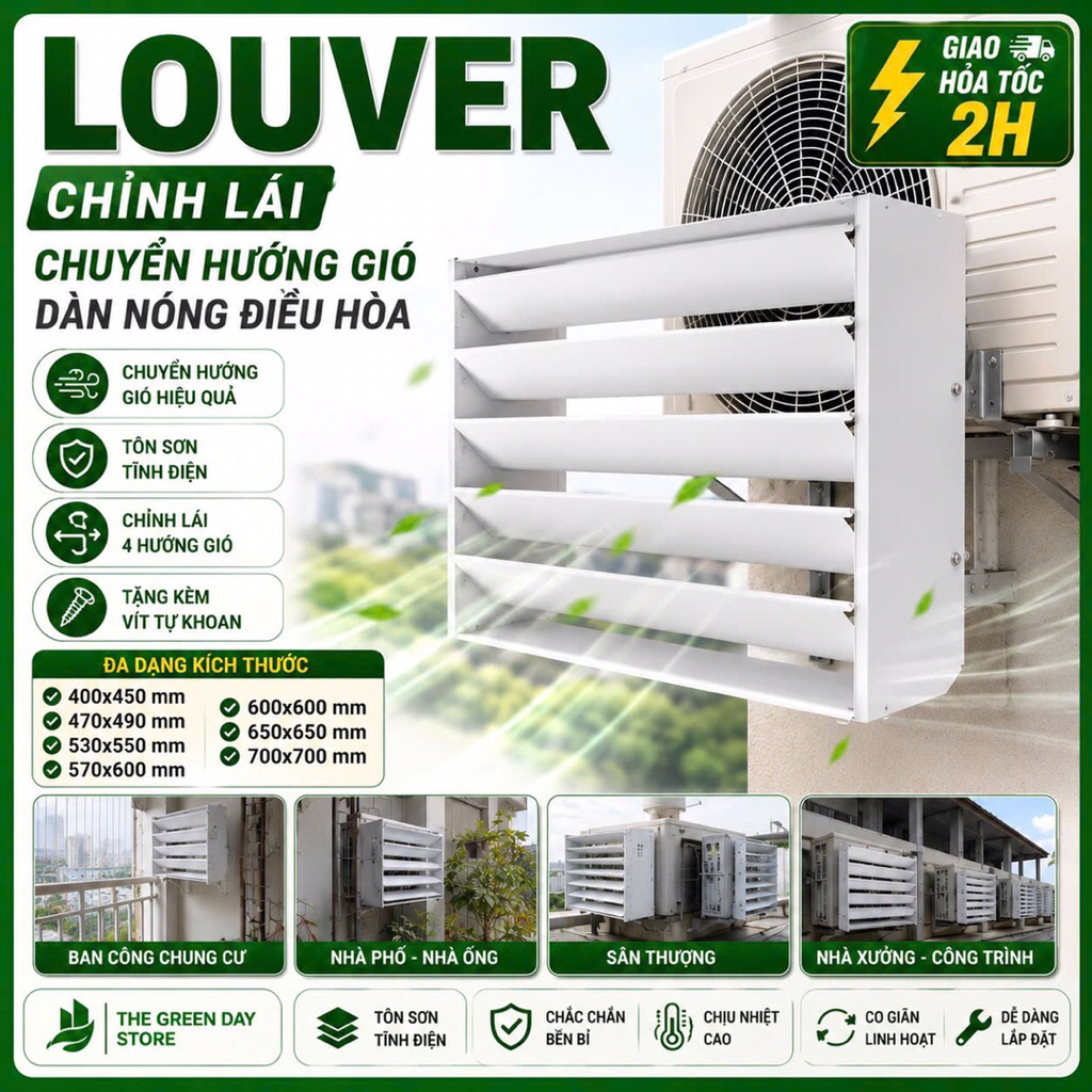 LOUVER chỉnh lái - chuyển hướng gió dàn nóng điều hoà: chất liệu tôn sơn tĩnh điện thương hiệu Hoà P