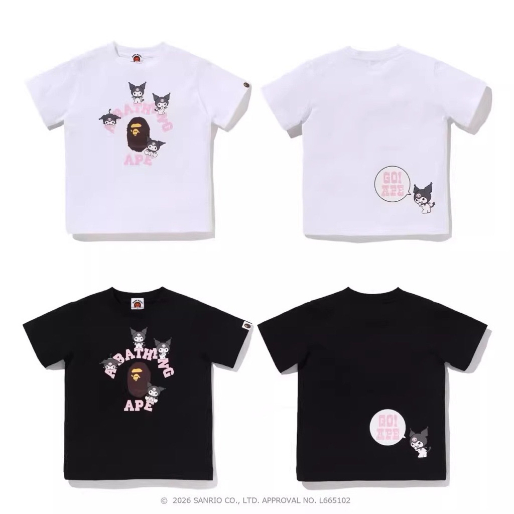 Áo Phông Nam Nữ Hoạt Hình Hello Kitty Siêu Hot - Áo Phong Nam Chữ Bape In Hình Cao Cấp