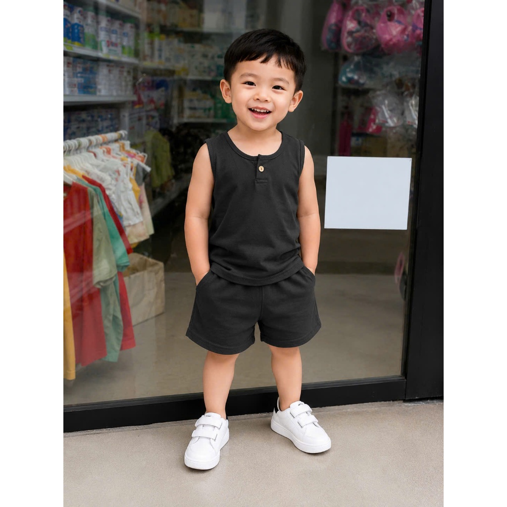 Bộ Quần Áo 3 Lỗ Bé Nam Mùa Hè, Set Áo Ba Lỗ Quần Short Trẻ Em Thoáng Mát Năng Động