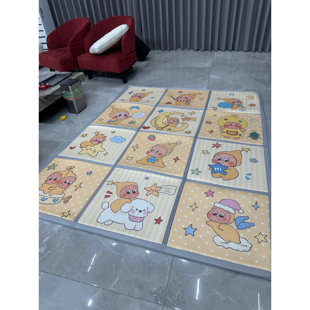 Thảm Gấp Băng Lạnh Cao Cấp Cho Bé 1m8x1m8/1m8x2m4 - Thảm Chơi Êm Ái, Chống Nóng, Gấp Gọn Tiện Lợi