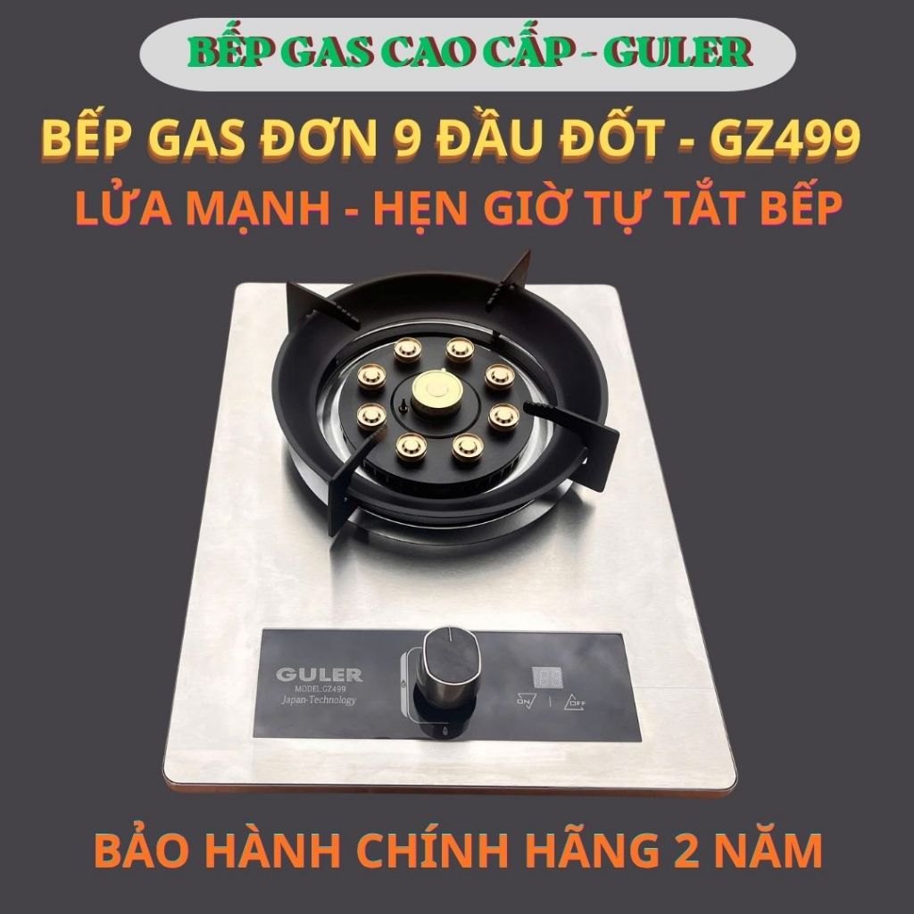 Bếp Gas Đơn 9 Đầu Đốt Gz499 Hẹn Giờ Tự Động Tắt Bếp - An Toàn - Nhỏ Gọn - Tiện Lợi - Tiết Kiệm Gas
