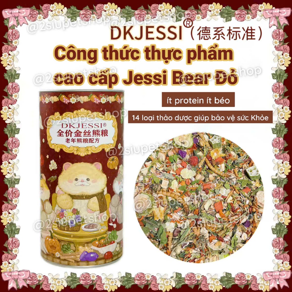 [ Dk jessi]  Thức ăn Dk Jessi Hamster Bear Đỏ -Sản phẩm này chứa 64+ siêu đạm + Thảo Mộc Công thức t