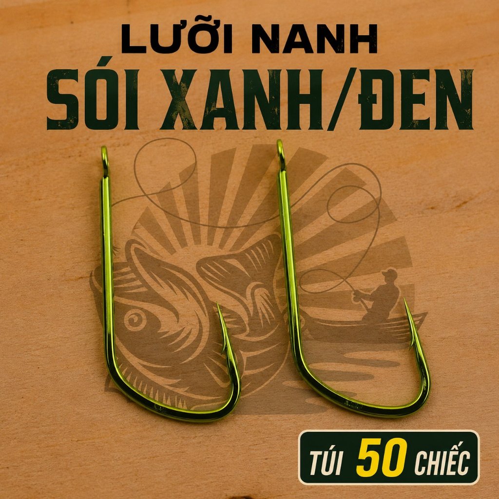 [100 Lưỡi] Lưỡi Câu Cá Nanh Sói Không Ngạnh Lưỡi Câu Đài Làm Từ Hợp Kim Cao Cấp 50 lưỡi hoặc 100 lưỡ