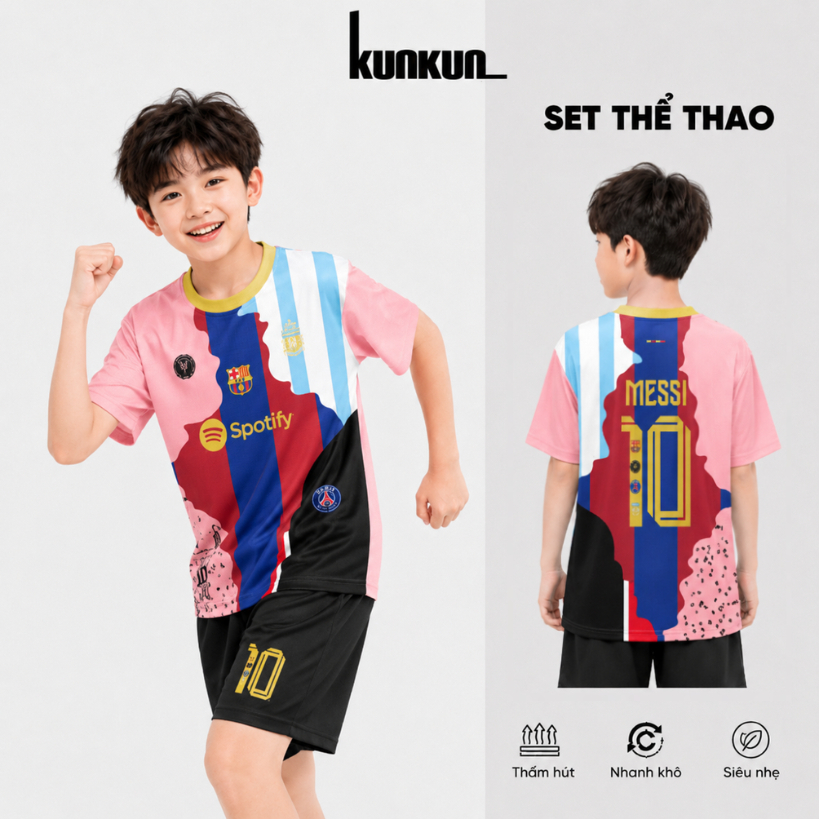 Đồ Bộ Thể Thao Bé Trai In 3D CLB Cao Cấp, Bóng Đá TP1355-TP1359 | KunKun Kids