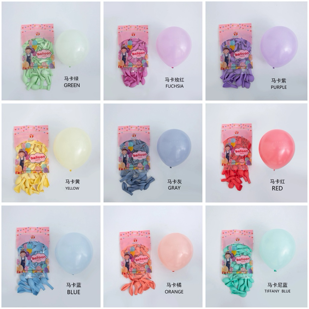 Set 100 quả bong bóng tone màu pastel size 10 inch (túi 100 quả)