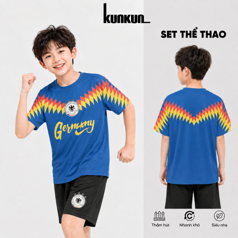 Đồ Bộ Thể Thao Bé Trai In 3D CLB Cao Cấp, Bóng Đá TP1355-TP1359 | KunKun Kids