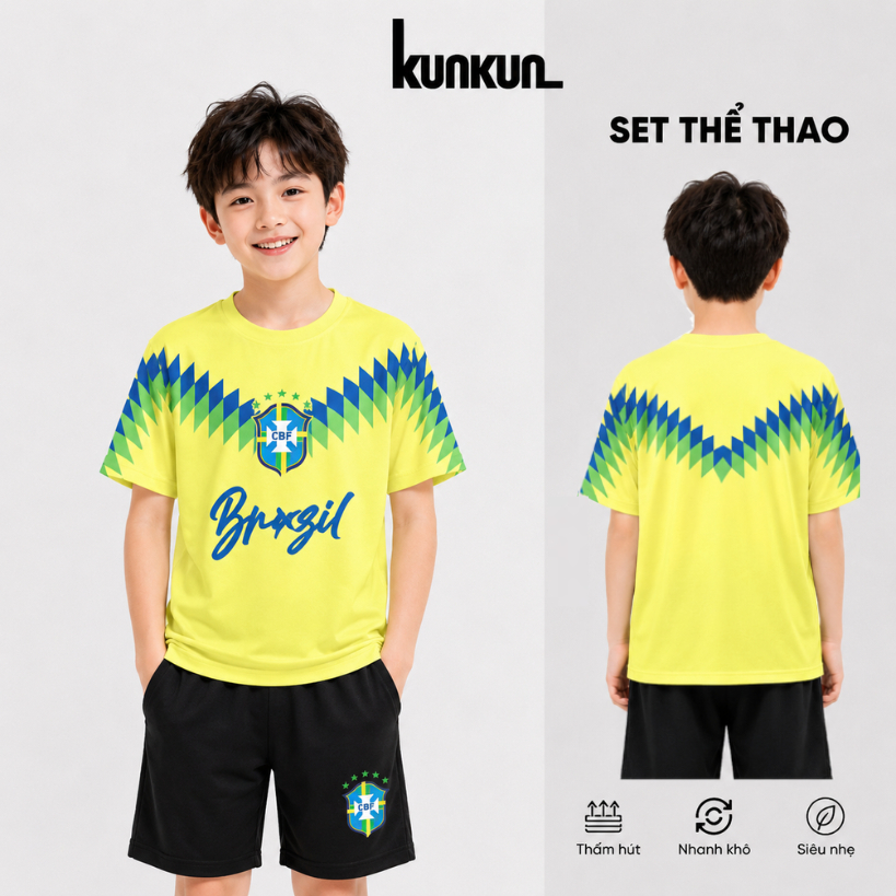 Bộ Đồ Thể Thao Trẻ Em Thoáng Mát - Quần Áo Bóng Đá Vải Polyester Siêu Nhẹ, Thấm Hút Mồ Hôi Cho Bé - 