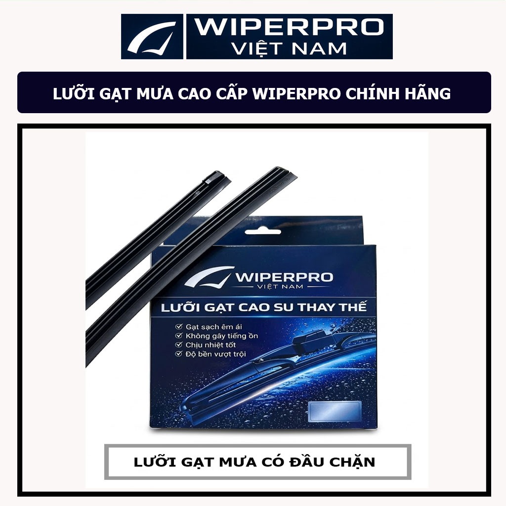 Lưỡi gạt mưa silicone có chốt chặn WIPERPRO CHÍNH HÃNG  - Hàng cao cấp sạch, êm, bền - form 6mm, 8mm