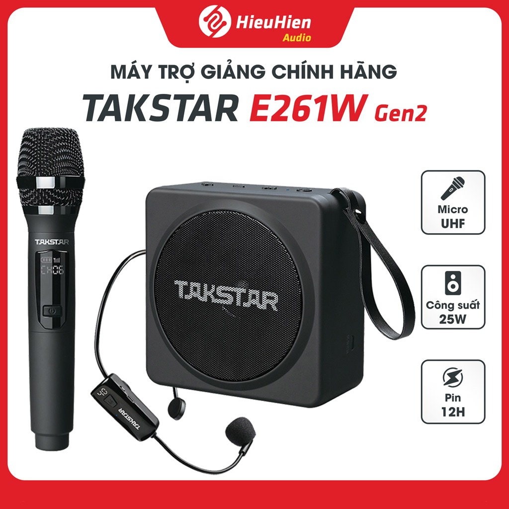 Loa Trợ Giảng Takstar E261W Gen II Chính Hãng | UHF Không Dây 25W Bluetooth Sạc Type-C BH 12 Tháng