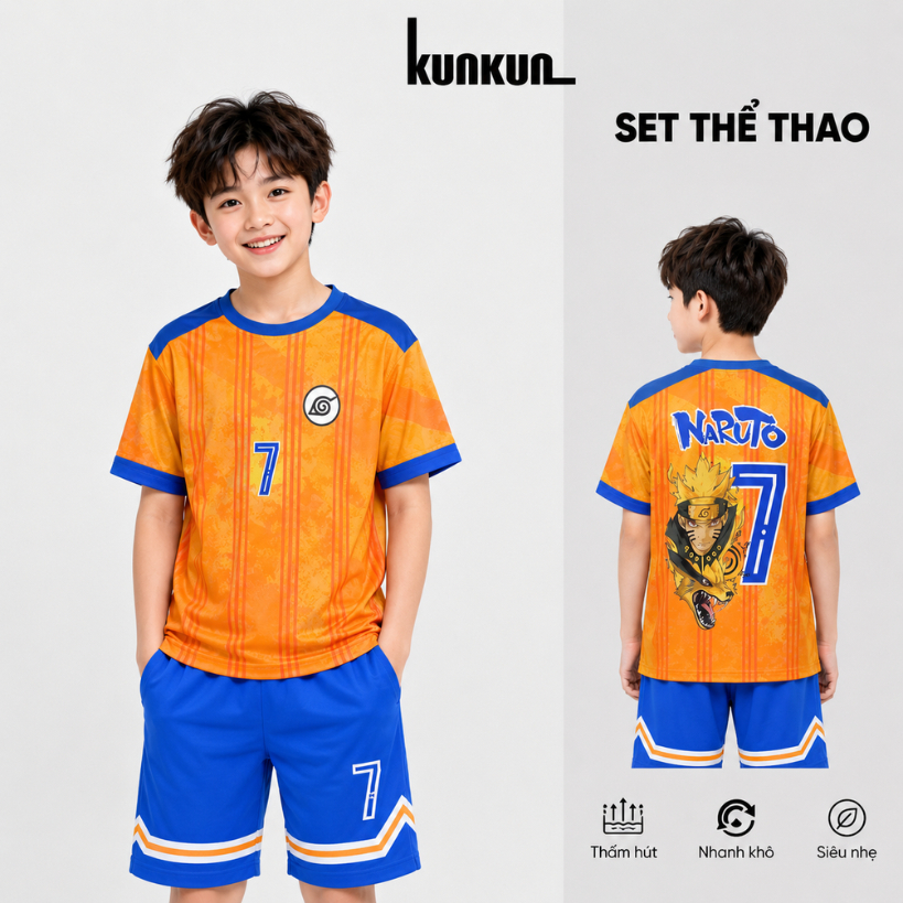 Đồ Bộ Thể Thao Bé Trai In 3D nhân vật hoạt hình cao cấp ,Đá Banh, Bóng Rổ TP1347-1351 | KunKun Kids