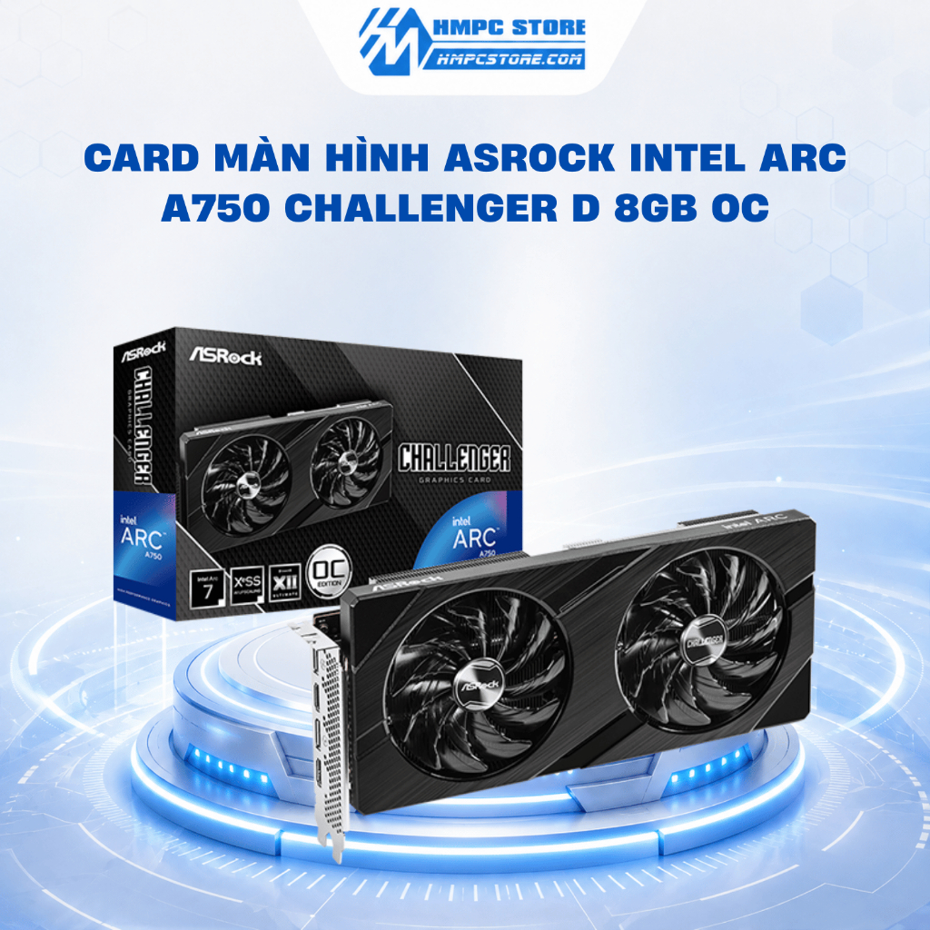 Card màn hình ASROCK INTEL ARC A750 CHALLENGER D 8GB OC | BH 3 năm