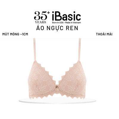 Áo ngực nữ ren iBasic không gọng mút mỏng phom T-shirt BRAW159