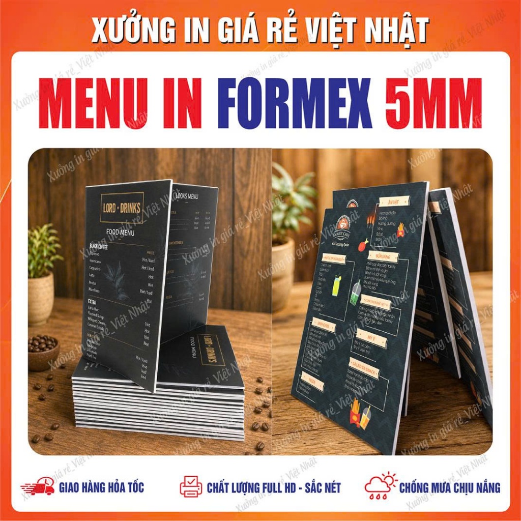 Menu in Formex dày 5mm_In theo yêu cầu_In lấy ngay