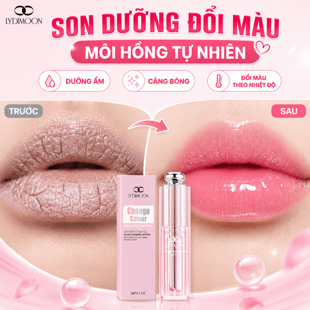 Son Dưỡng Môi Đổi Màu Cảm Nhiệt LYDIMOON 3g Dưỡng Ẩm Môi Khô Nứt Nẻ, Làm Hồng Môi, Không Nhờn Dính