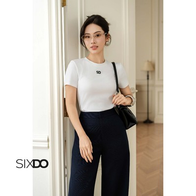 Áo phông thêu cổ tròn SIXDO (SD Cropped Ribbed Tshirt)