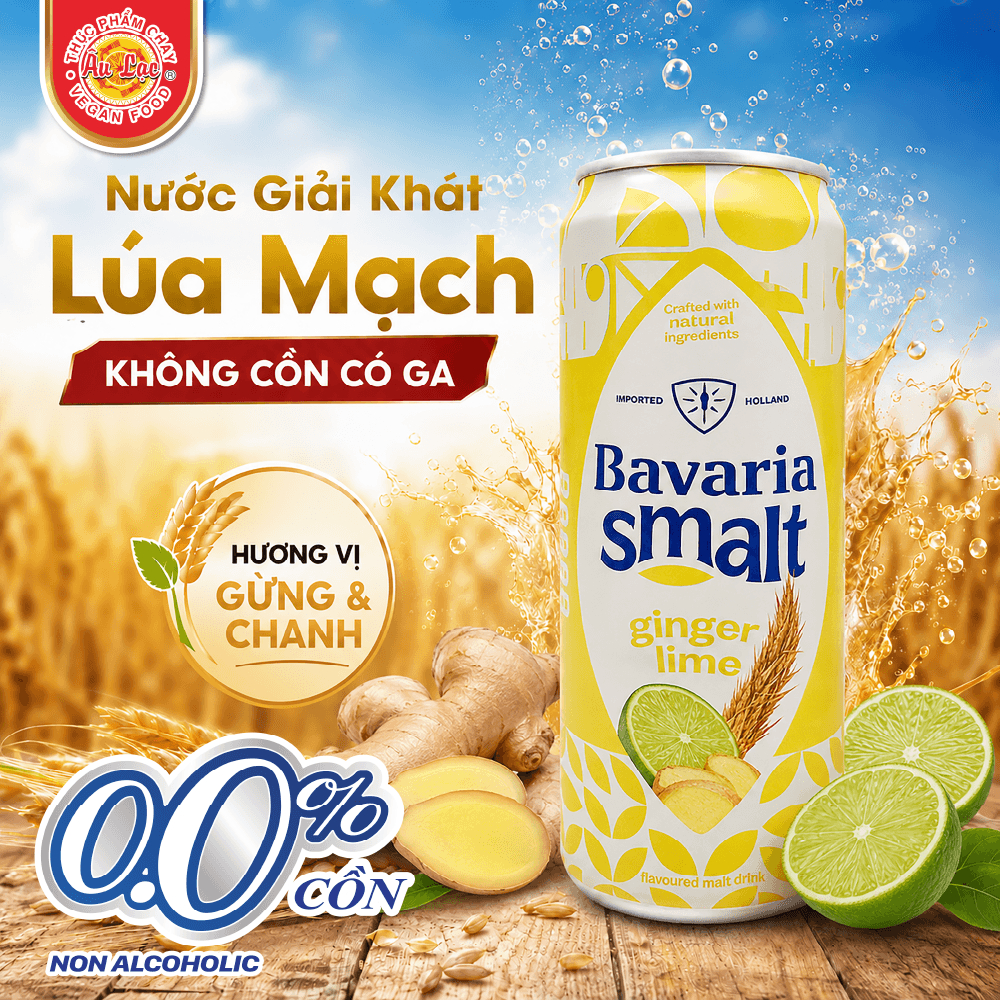 Nước Giải Khát Lúa Mạch (Hương Gừng Và Chanh) _ Hiệu Bavaria Smalt Ginger Lime