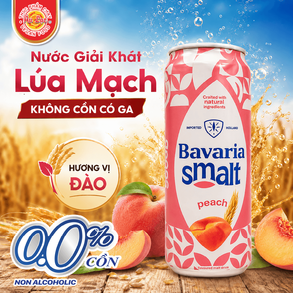 Nước Giải Khát Lúa Mạch (Hương Đào) _ Hiệu Bavaria Smalt Peach