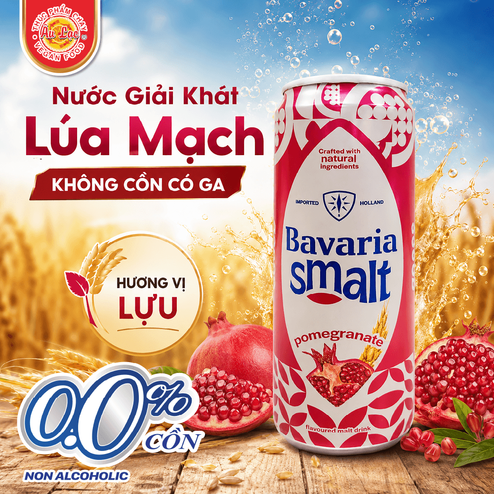 Nước Giải Khát Lúa Mạch (Hương Lựu) _ Hiệu Bavaria Smalt Pomegranate