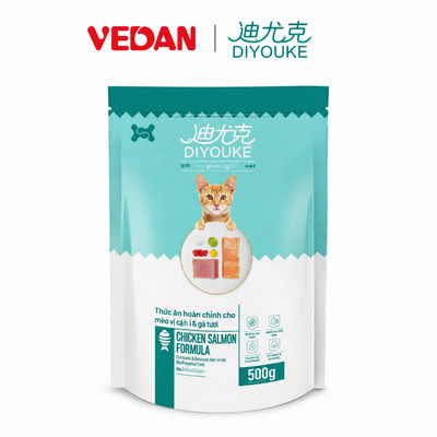 Thức Ăn Hoàn Chỉnh Cho Mèo DIYOUKE Vị Cá Hồi & Gà Tươi 500g - Thức ăn khô dinh dưỡng hoàn hảo