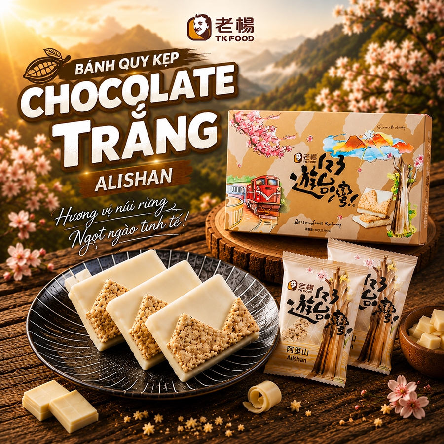 Bánh Quy Kẹp Chocolate Trắng Alishan TK Food Đài Loan Bánh Quy Đài Loan