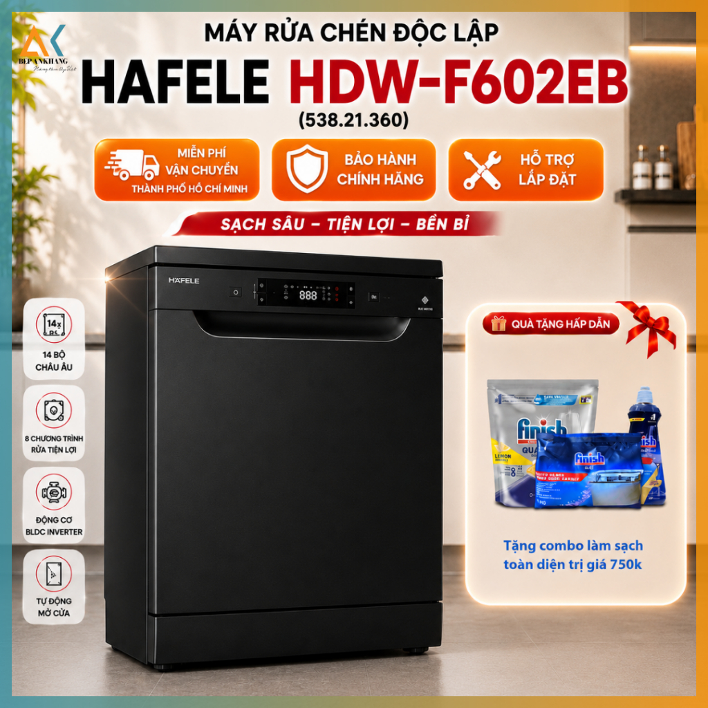 [ Chính Hãng ] Máy Rửa Chén Hafele HDW-F602EB (538.21.360) | Miễn Phí Vận Chuyển và Lắp Đặt TPHCM - 