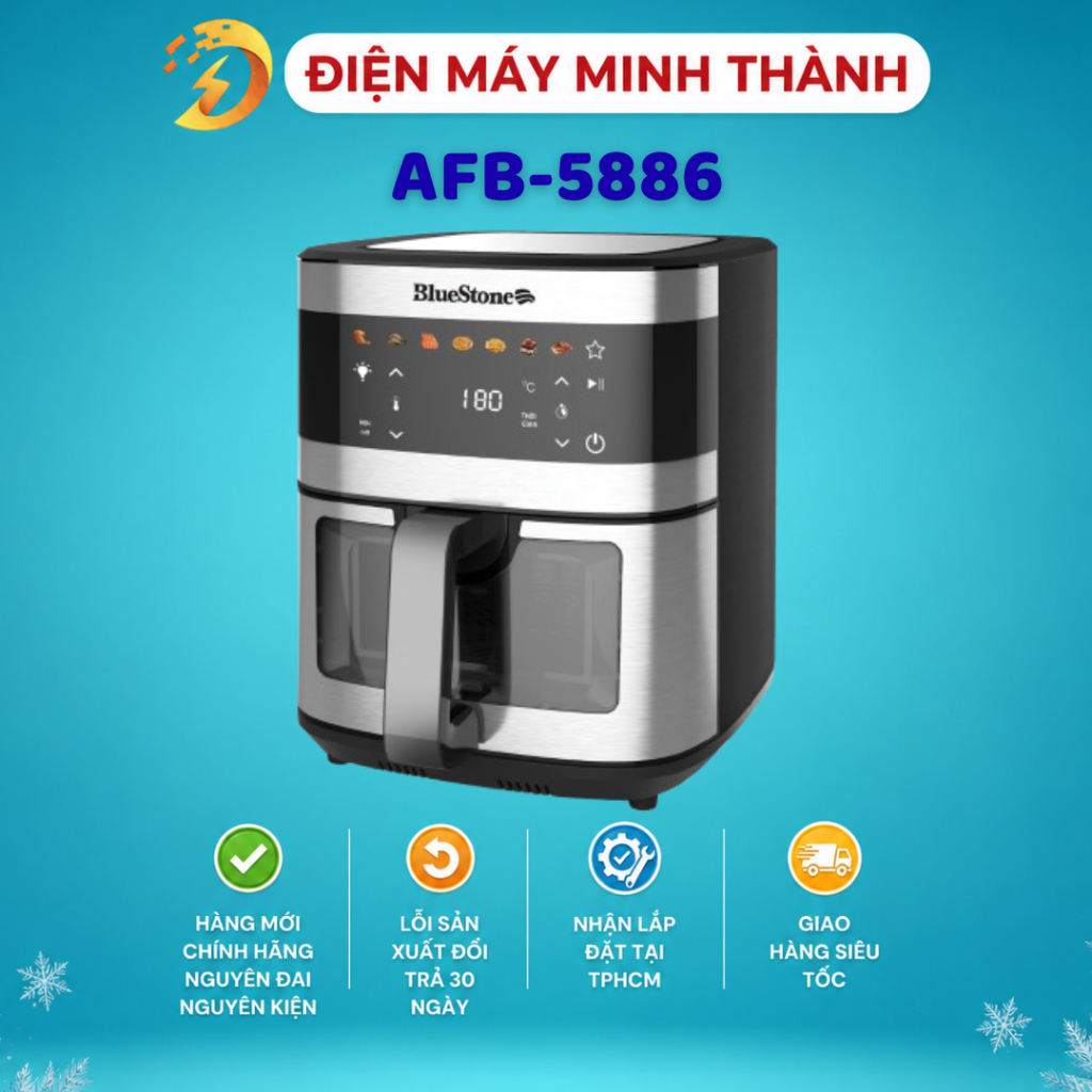 Nồi Chiên Không Dầu BlueStone AFB-5886 9 Lít 1800W  HÀNG CHÍNH HÃNG