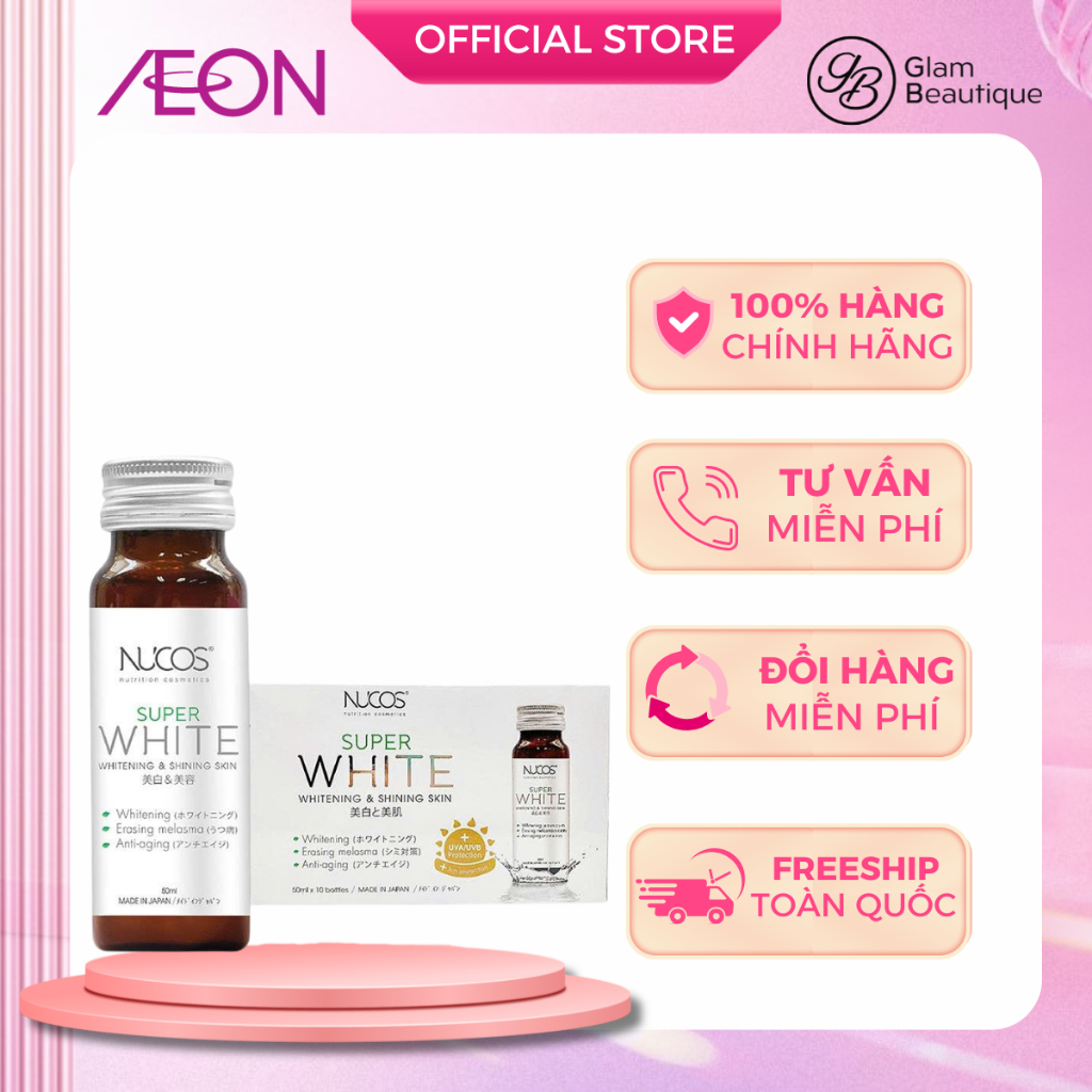 COLLAGEN LÀM TRẮNG DA GIẢM NÁM NUCOS SUPER WHITE 50ML*10 Glam Beautique