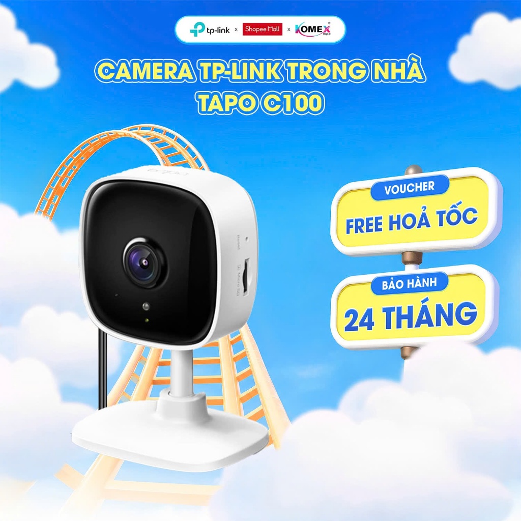 Camera Wifi TP-Link Tapo C100 Góc Cố Định Nhỏ Nhẹ Full HD Đàm Thoại 2 Chiều | Cảnh Báo Chuyển Động