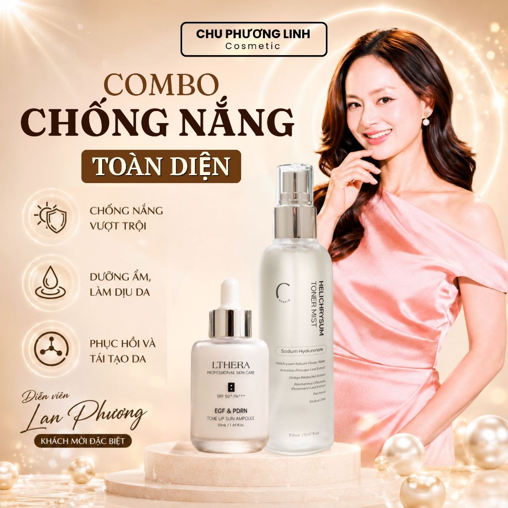 Combo Bảo Vệ Da Toàn Diện Serum Chống Nắng Lthera & Xịt Khoáng Chuskin CB0388 - Bảo Vệ, Dưỡng Ẩm Và 