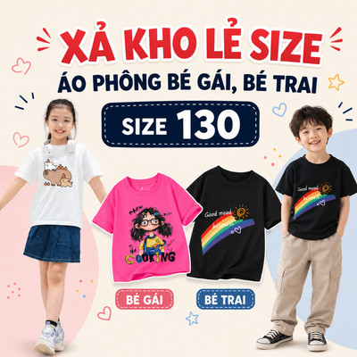 [XẢ KHO SIZE 130] Áo phông cho bé trai bé gái nhiều mẫu chất liệu thun cotton mềm mát size từ 22-26kg - Loza Kids XA130