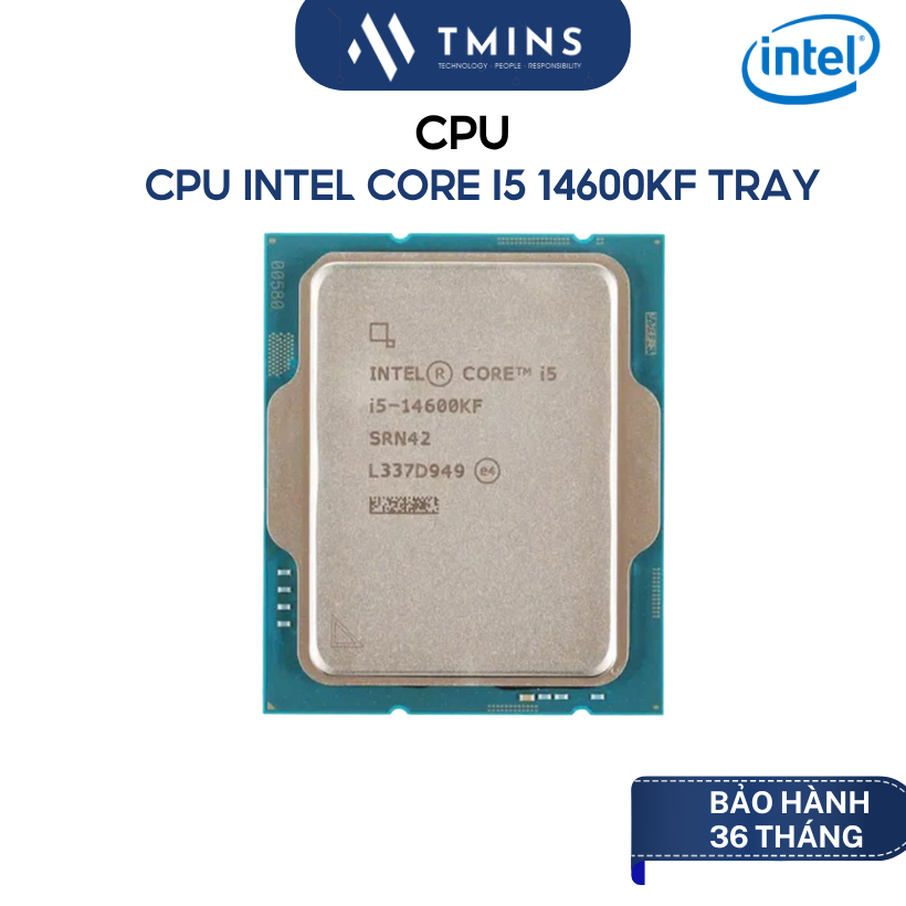 CPU Intel Core i5 14600KF Tray (Up 5.3 GHz, 14 Nhân 20 Luồng, 24MB Cache, Raptor Lake) - Hàng chính 