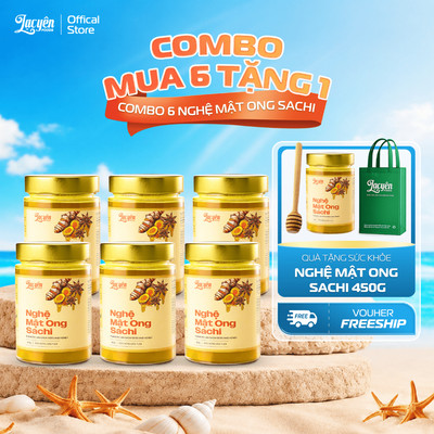 Combo 6 Hũ Nghệ Mật Ong Sachi 450gr Lạc Yên Foods Hỗ Trợ Dạ Dày Tốt Tặng Quà Hấp Dẫn