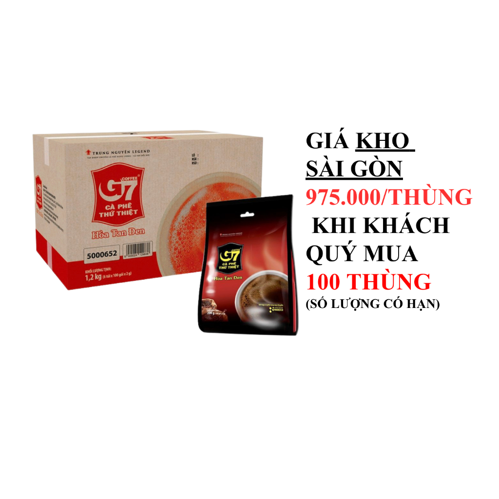 Cà phê G7 hòa tan đen - Bịch 100 sachets - Thùng 6 bịch