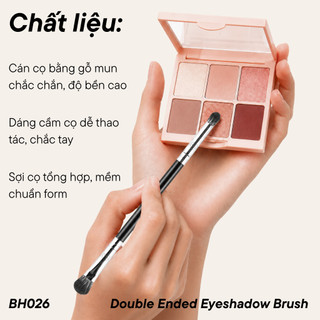 Cọ 2 Đầu Tán Bầu Mắt & Nhấn Chi Tiết Đầu Dẹt Đầu Nhọn BH COSMETICS Double Ended Eyeshadow Brush BH026
