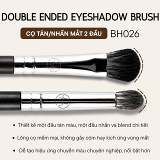 Cọ 2 Đầu Tán Bầu Mắt & Nhấn Chi Tiết Đầu Dẹt Đầu Nhọn BH COSMETICS Double Ended Eyeshadow Brush BH026
