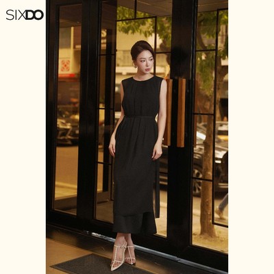 Đầm suông đen chiffon sát nách SIXDO (Black Chiffon Loose Dress)