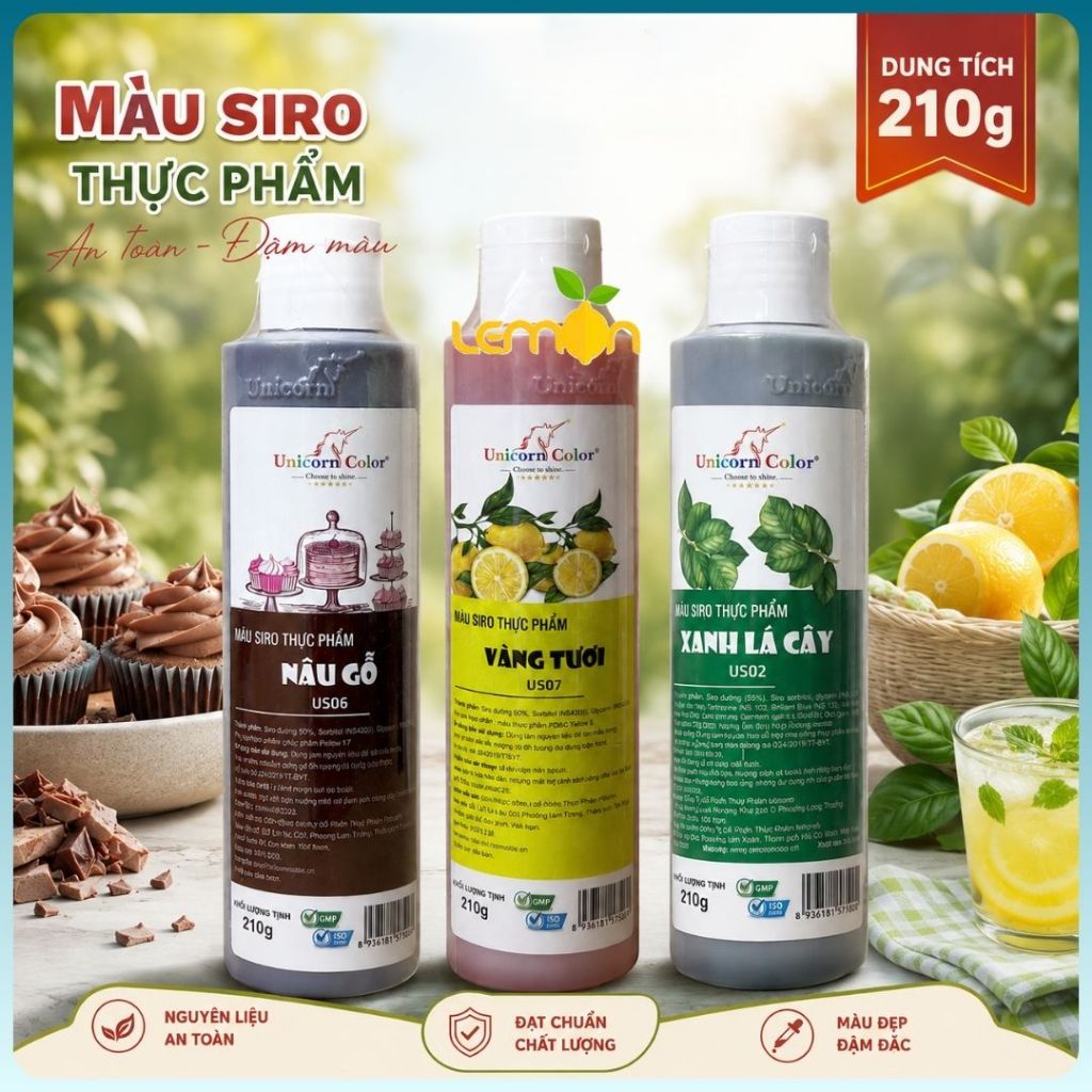 [CHAI 210G] Màu siro UNICORN không đắng tạo màu cho bánh kem, bánh ngọt, nước uống