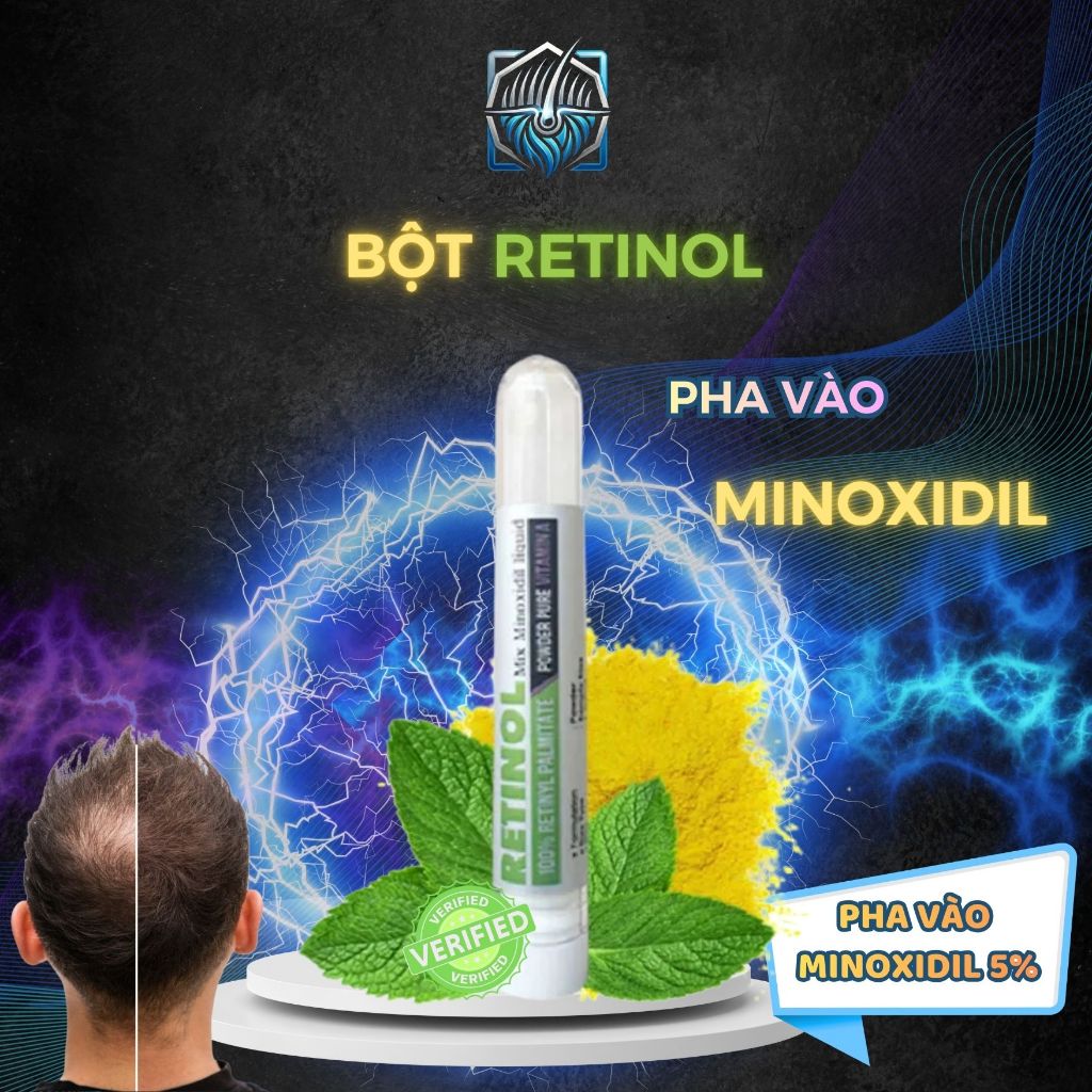 1 Ống Bột Retinol Pha vào Minoxi-dil 5% Minoxi-dil 2% Giúp Mọc Râu Mọc Tóc Nhanh Hơn