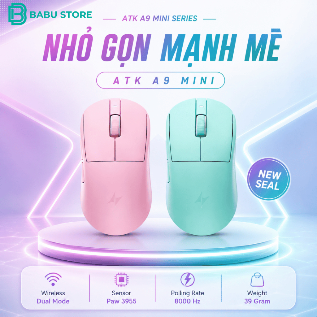 [BH 12TH] Chuột Gaming Không Dây ATK Dragonfly A9 Mini | A9 Mini Plus - PAW 3955