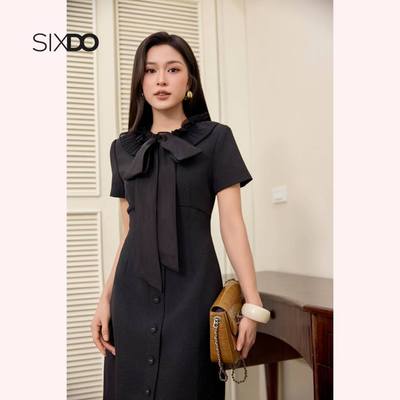 Đầm đen xòe SIXDO (Black Woven Flared Dress)