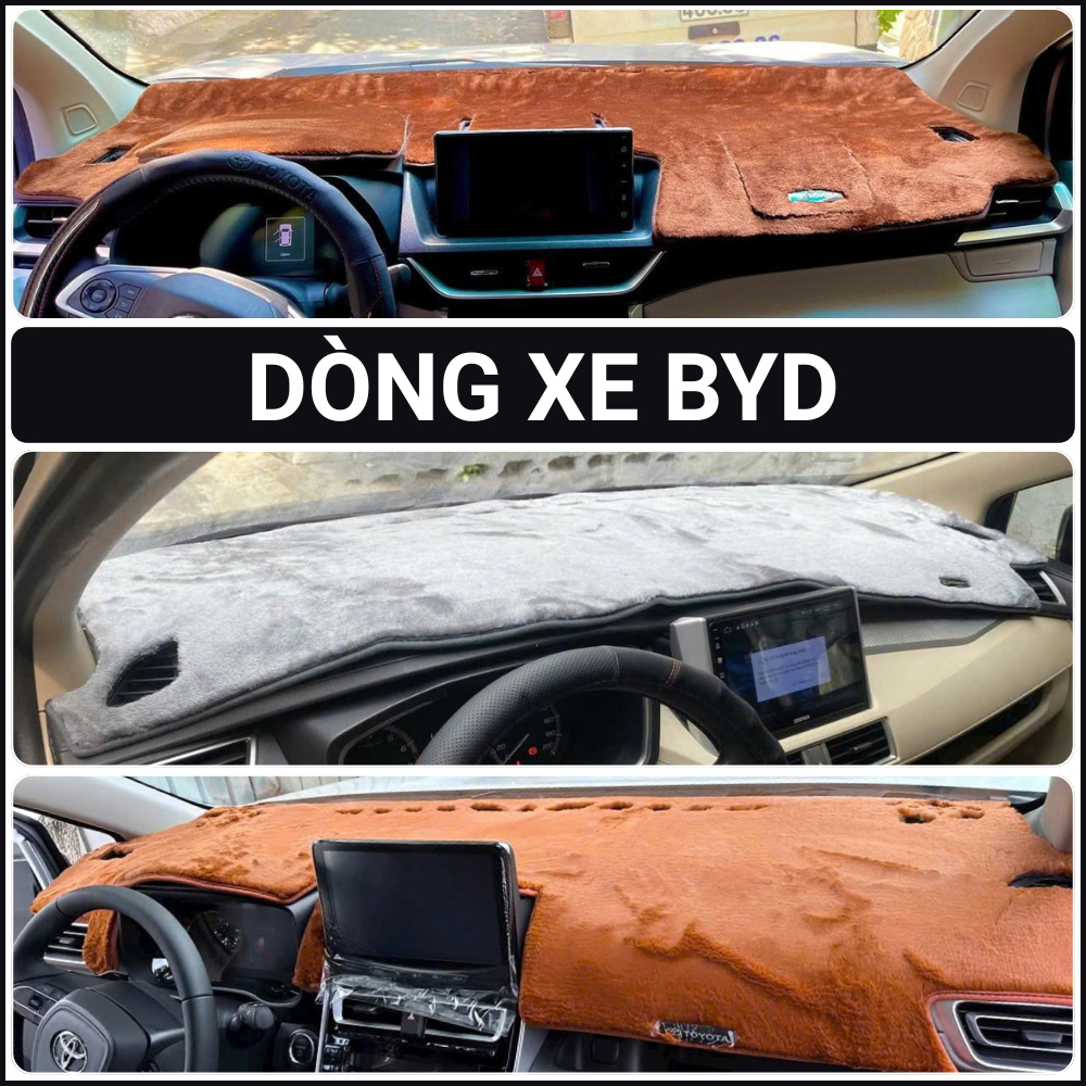 Thảm Taplo Nhung Tuyết BYD M6, BYD ATTO 3, BYD SEALION 6, BYD SEAL 3 lớp dày dặn Chuẩn Form