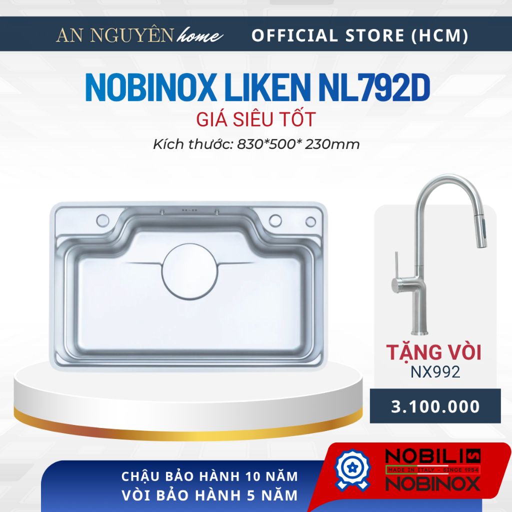 CHẬU RỬA BÁT 1 HỐ NOBINOX LIKEN NL792D
