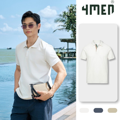 Áo Polo Trụ 3 Sọc 4MEN Form Regular PO190 Vải Thun Singel Jersey, Basic Nam Tính, Thanh Lịch