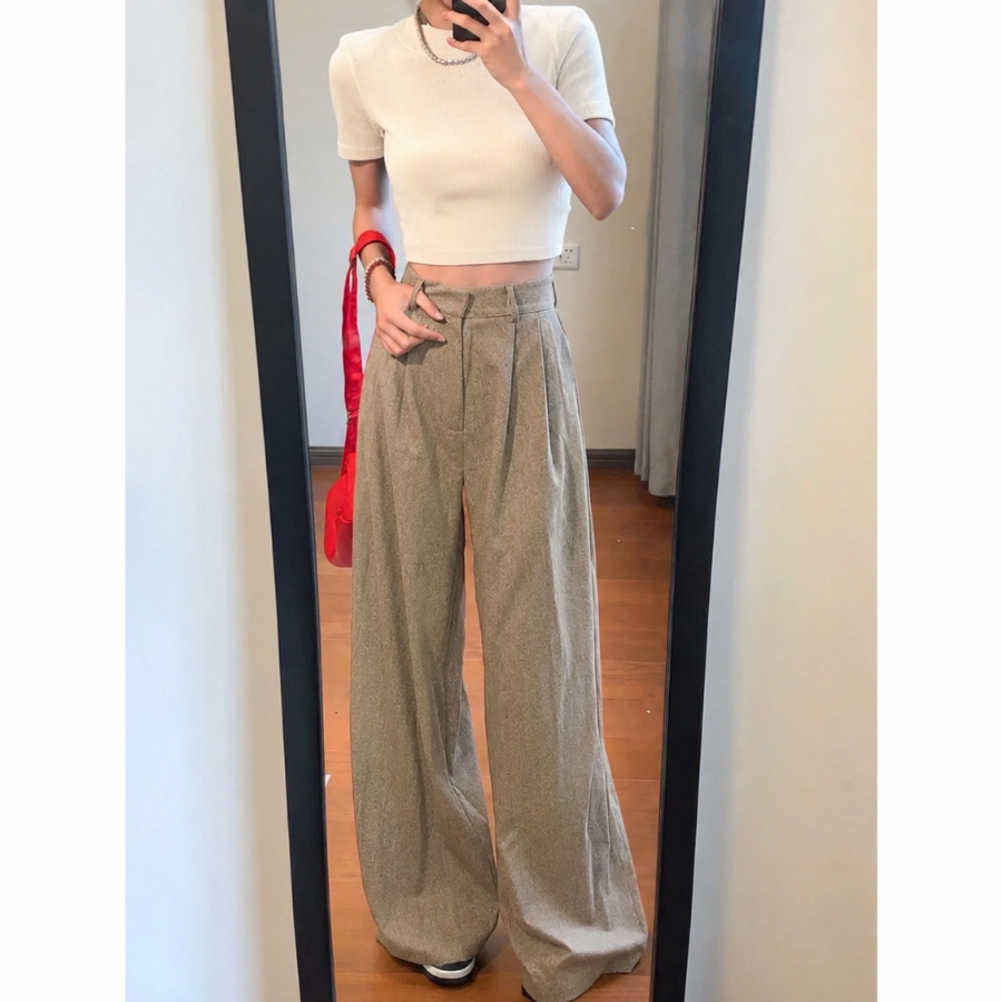 Quần ống rộng nữ LINA quần nữ cạp cao ống suông dài 105cm chất cotton cao cấp thoải mái đi biển, đi chơi - T10 | BigBuy360 - bigbuy360.vn