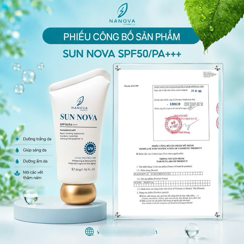 kem chống nắng Sun NOVA mẫu mới Nanova chính hãng